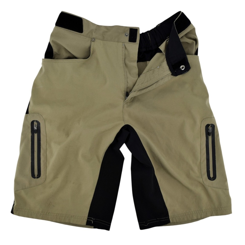 ZOIC Ether Men's Mountain Bike Shorts Size M Java Brown Black Khaki Padded Liner